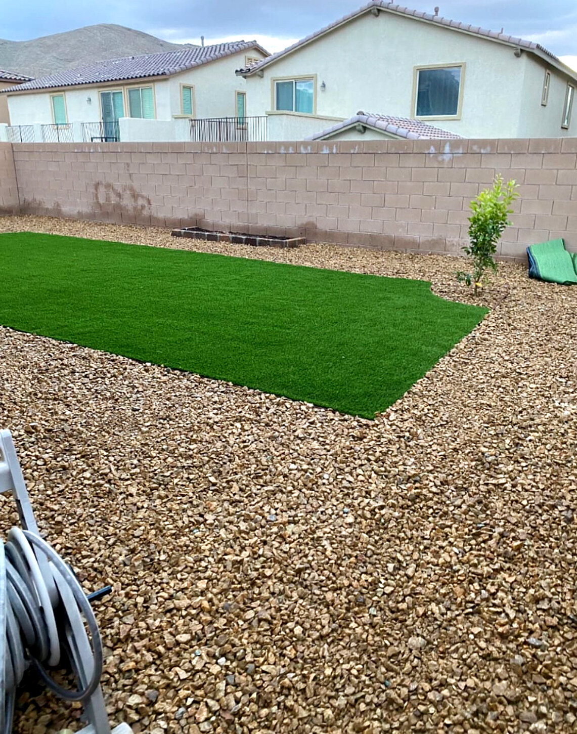 Turf patch with desert gravel